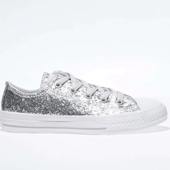 converse silver womens glitter ox shoe